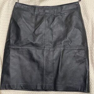 Newport News Black 100% Leather Skirt